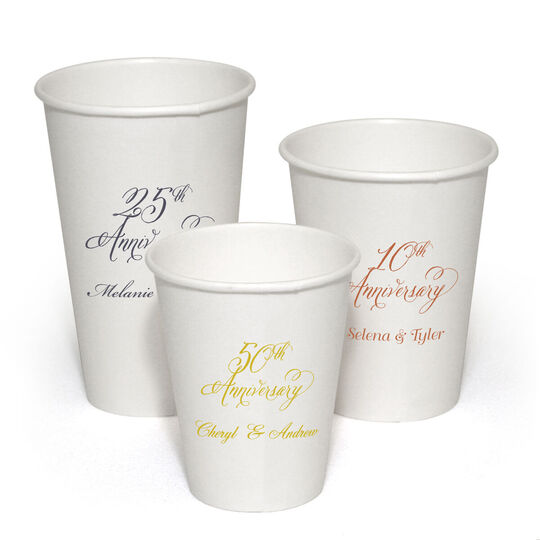 Pick Your Elegant Anniversary Year Paper Coffee Cups